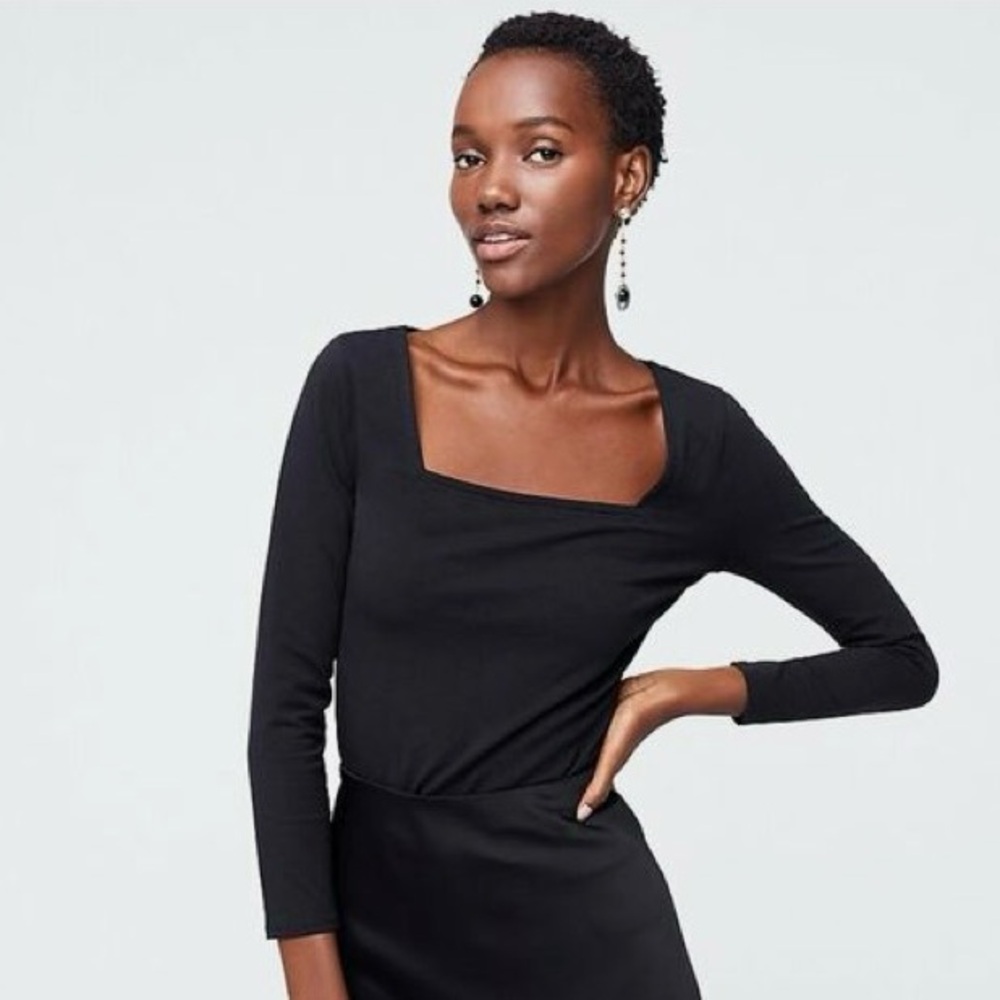 J. Crew Classic Black Long Sleeved Top with Square Neck. Size: Small.